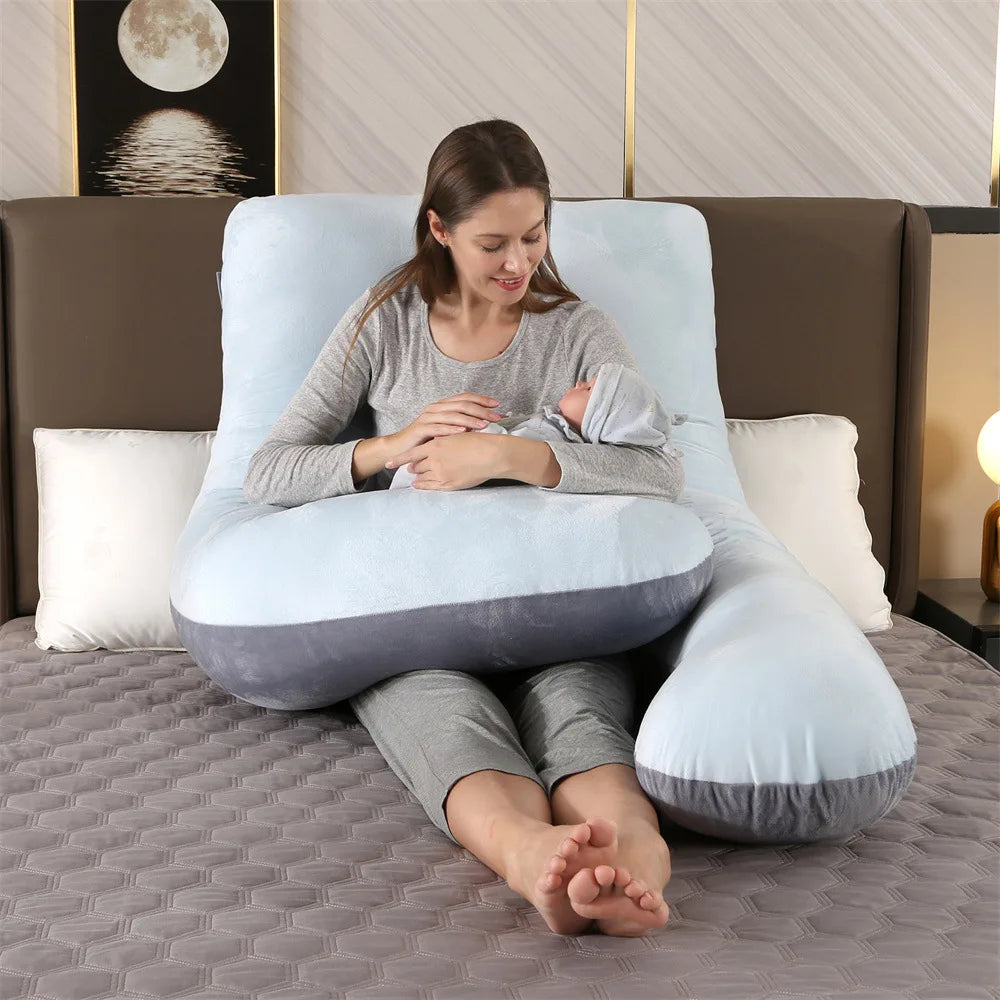 Coussin de Grossesse & Allaitement 130×70 cm – Soulage Dos & Nuque