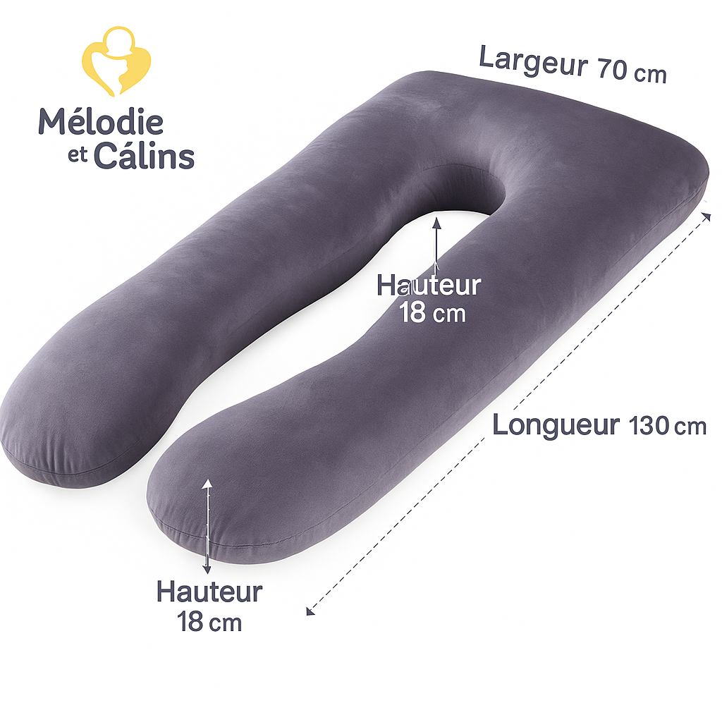 Coussin de Grossesse & Allaitement 130×70 cm – Soulage Dos & Nuque